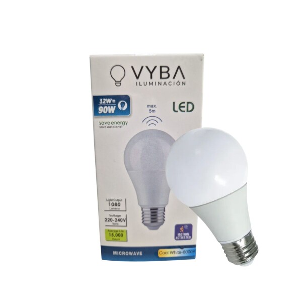 LAMPARA LED E27 8W LUZ FRIA CON SENSOR DE MOVIMIENTO VYBA Lampara Led E27 8w Luz Fria Con Sensor De Movimiento Vyba