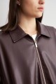 Chaqueta bomber eco cuero ciruela