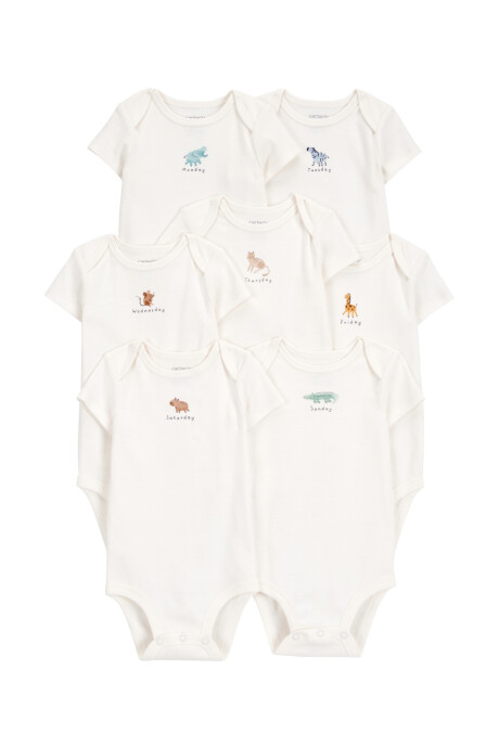 Pack siete bodies de algodón, manga corta, estampa animales Sin color