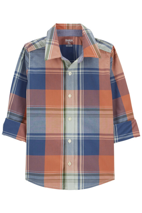 Camisa de popelina, diseño a cuadros Sin color