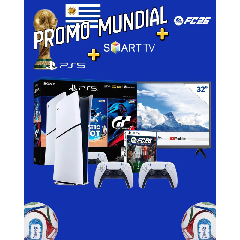 CONSOLA Playstation 5 PS5 DIGITAL + 2 JUEGOS + FC 26 O JUEGO A ELECCIÓN + JOYSTICK ORIGINAL EXTRA + SMART TV 32'' CONSOLA Playstation 5 PS5 DIGITAL + 2 JUEGOS + FC 26 O JUEGO A ELECCIÓN + JOYSTICK ORIGINAL EXTRA + SMART TV 32''