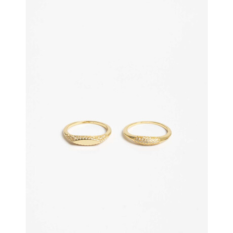 Set De Anillos Con Cubic Zirconia Dorado