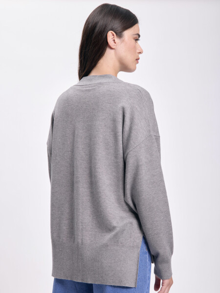 Cardigan punto corte lateral Gris
