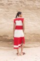 Vestido Stripe Crudo y Rojo