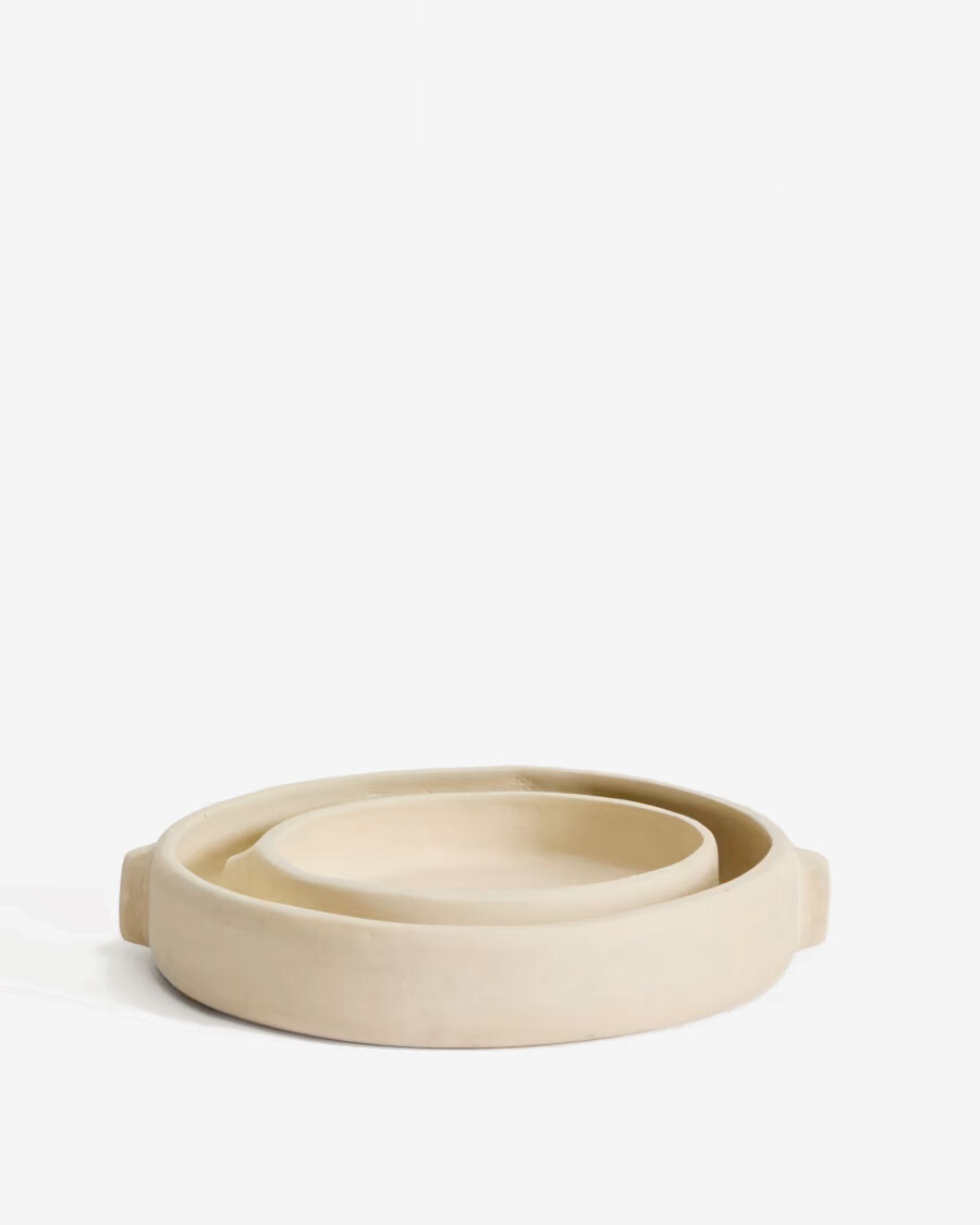 Centro de mesa Mireni de papel maché beige Ø 31 cm Centro de mesa Mireni de papel maché beige Ø 31 cm