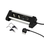 Alargue escritorio aluminio 3L c/int. 2SCH+2USB 2m ELE03341