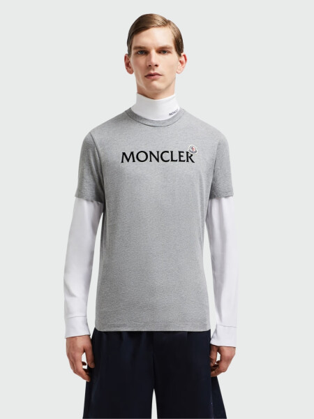 Moncler - Remera de algodón con logo Gris