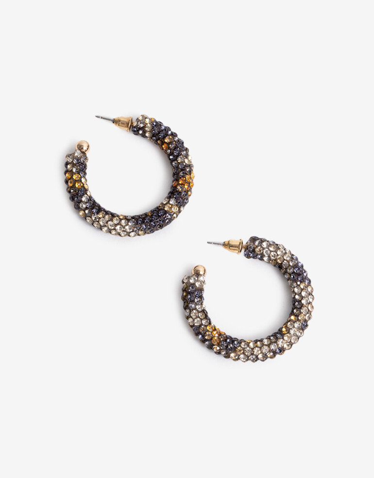 Aros Argollas Color Argollas Flor Strass - Combinacion Multicolor