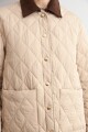 Campera capitoneada cuello pana beige claro