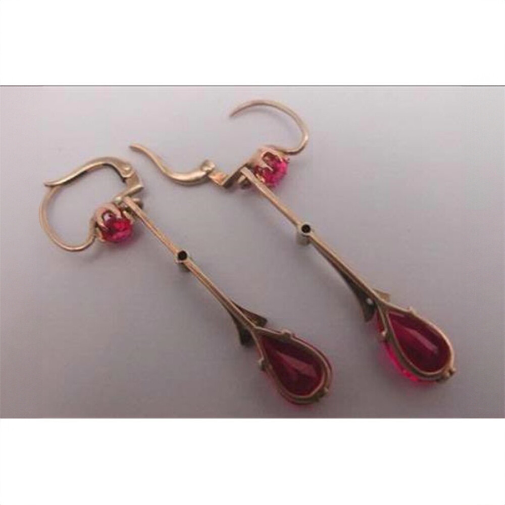 Caravanas Oro 18K Con Rubíes Sintéticos Caravanas Oro 18K Con Rubíes Sintéticos
