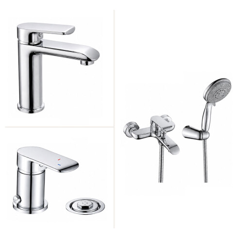 Juego Grifería Lavatorio Bajo Ducha Exterior Y Bidet CROMO