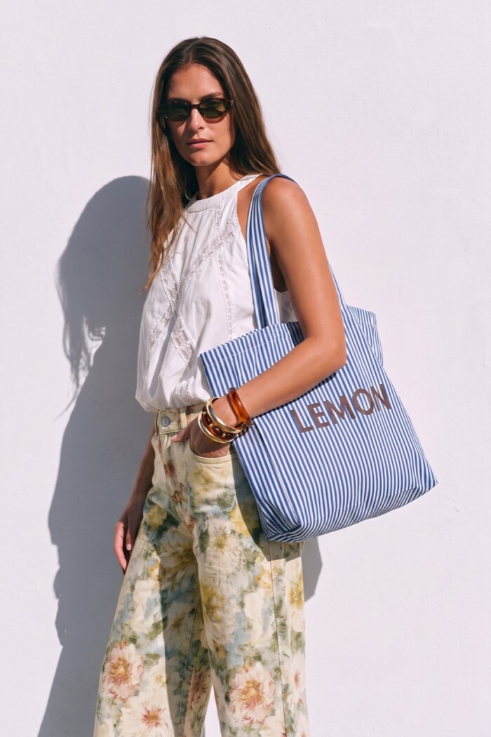 Maxi Bolso De Algodon Azul