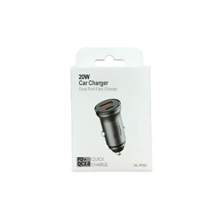 Cargador para auto USB/Tipo C Negro