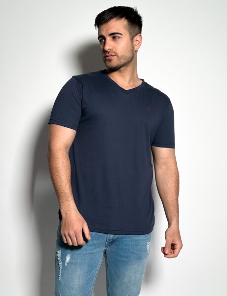 Remera lisa escote V Vex Azul