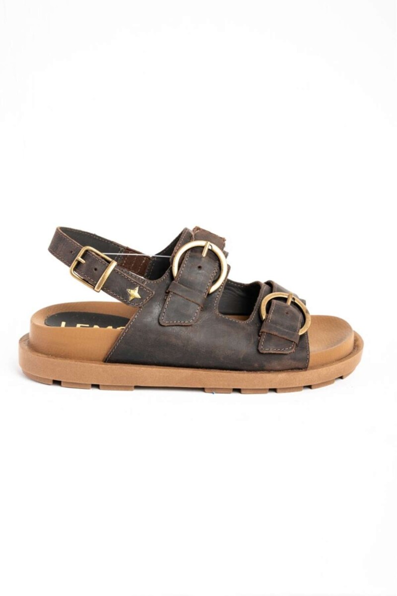 Sandalias De Doble Tira Con Talón - Chocolate 