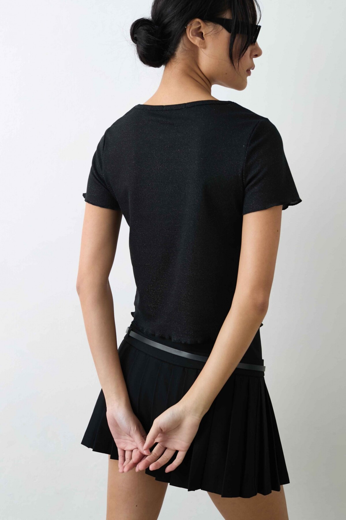 Top Camelia Negro Lurex