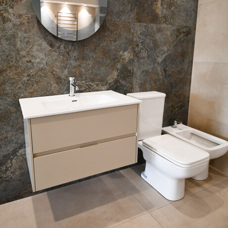 MOBILIARIO BAÑO MUEBLE CON BACHA CERAMICA PVC COLOR BEIGE GAMAS DE BEIGE