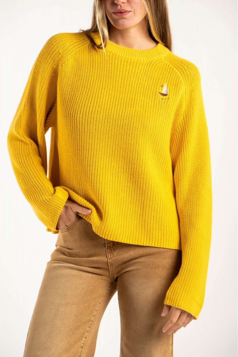 Sweater Algodon Con Bordado - Amarillo 