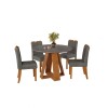 Juego De Comedor 4 Sillas Mesa Redonda - Celeste Gris / Gris