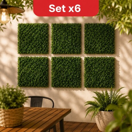 Set x6 Panel artificial símil trébol 40x60 cm VERDE