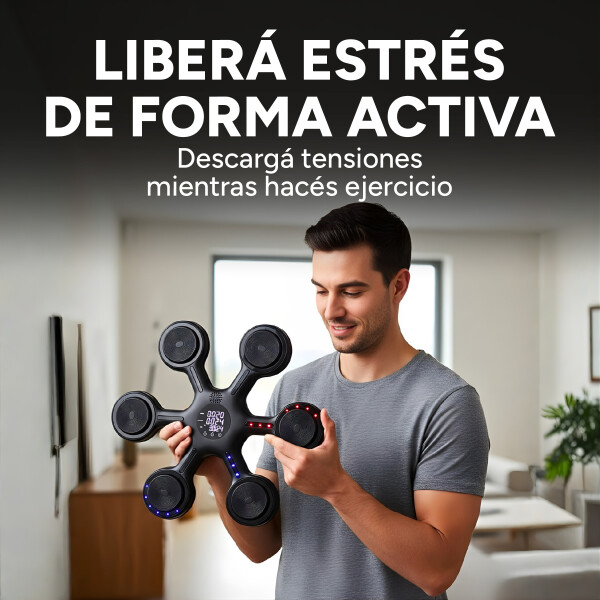 Máquina De Boxeo Bluetooth Música Luces + Guantes Entrena Color Negro