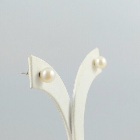 Caravanas de Plata 925 Perla 7 1.2 con Perno y tuerca de Rosca Blanca