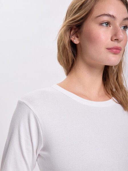 Remera rib manga larga Blanco