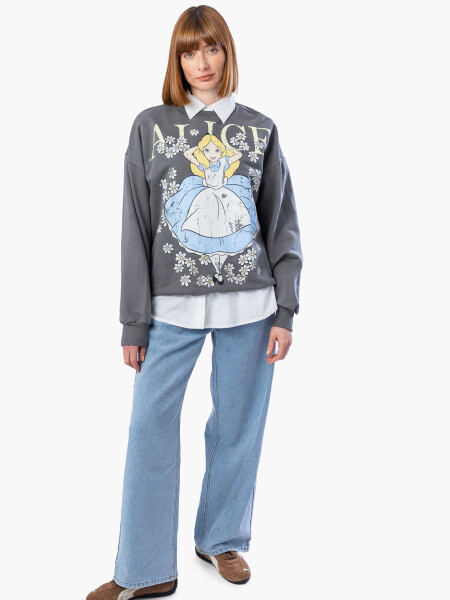 BUZO ALICE ON FLOWERS GRIS OSCURO