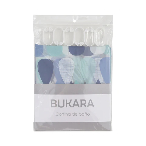 Cortina Baño Bukara con Argollas 180 x 180 cm 111 GOTAS AZUL