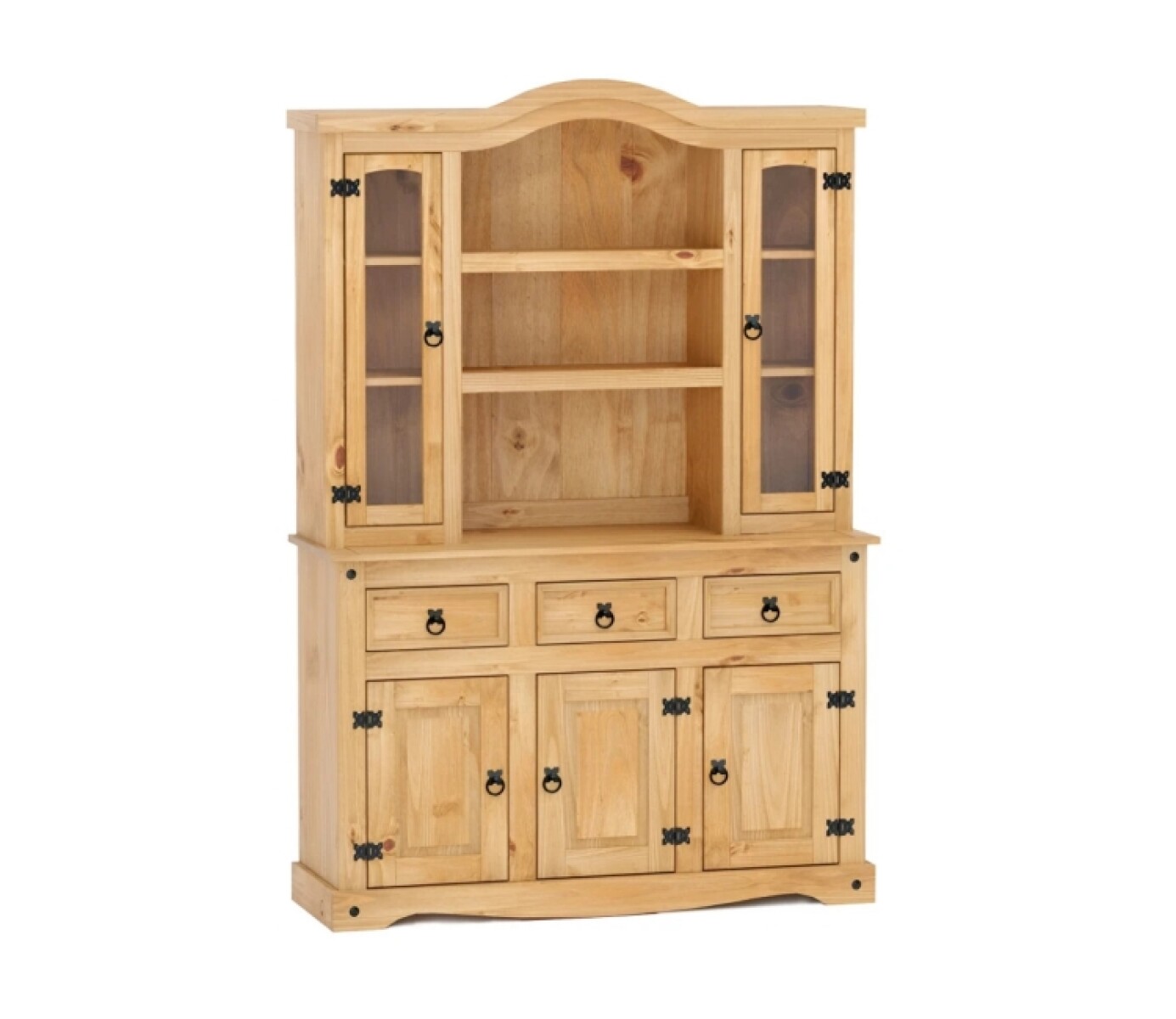 Cristalero Con Alzada Rustico 5 Puertas 3 Cajones Miel 