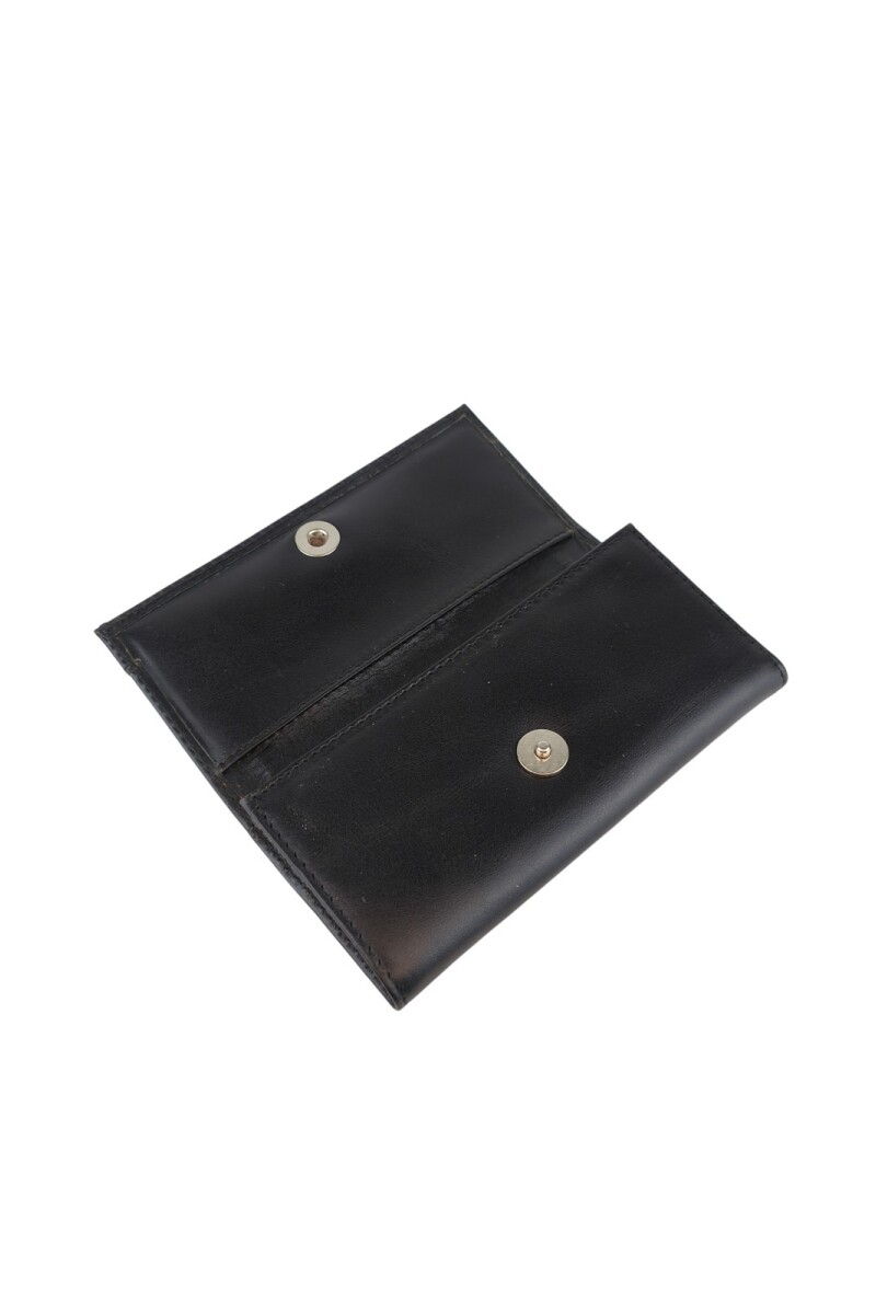 Elegante Billetera de Dama Trifold | Cuero Auténtico y Máxima Capacidad de Organización Negro