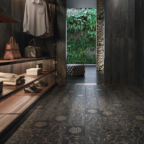 Porcelanato negro marmolado Roberto Cavalli 20x120Cm piso pared GAMAS DE NEGRO