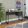Escritorio con 2 cajones - Tapa en gris oscuro - Patas en metal negro Escritorio con 2 cajones - Tapa en gris oscuro - Patas en metal negro