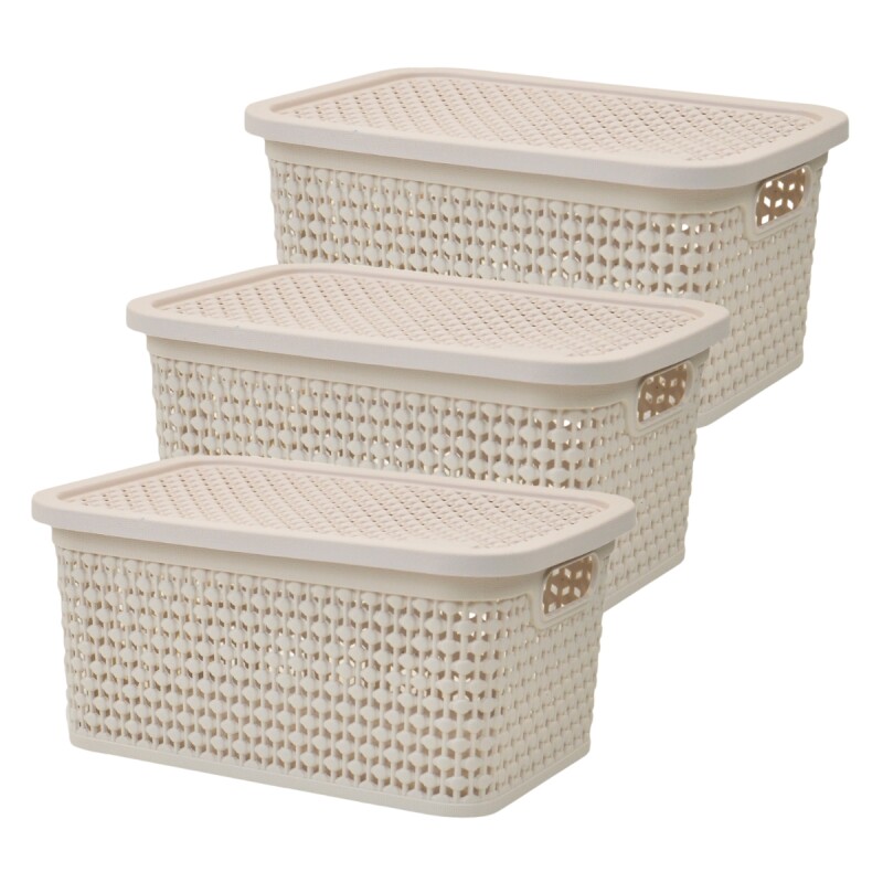 Set x3 Caja simil ratán 2,5 Lts BEIGE