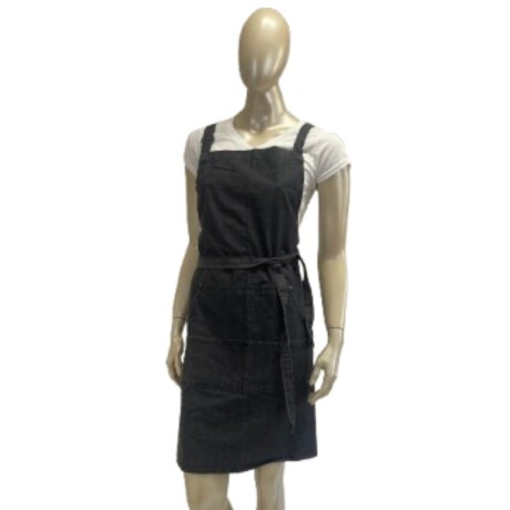Delantal de Jean con peto, bolsillos y ajustes Negro