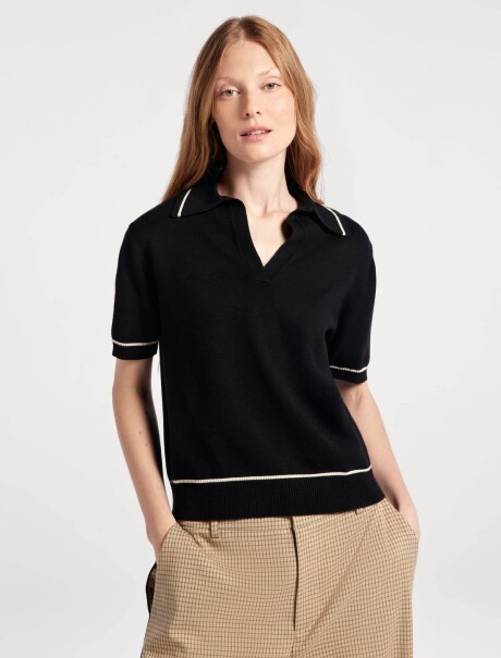 POLO MANGA CORTA EN TEJIDO DE PUNTO NEGRO