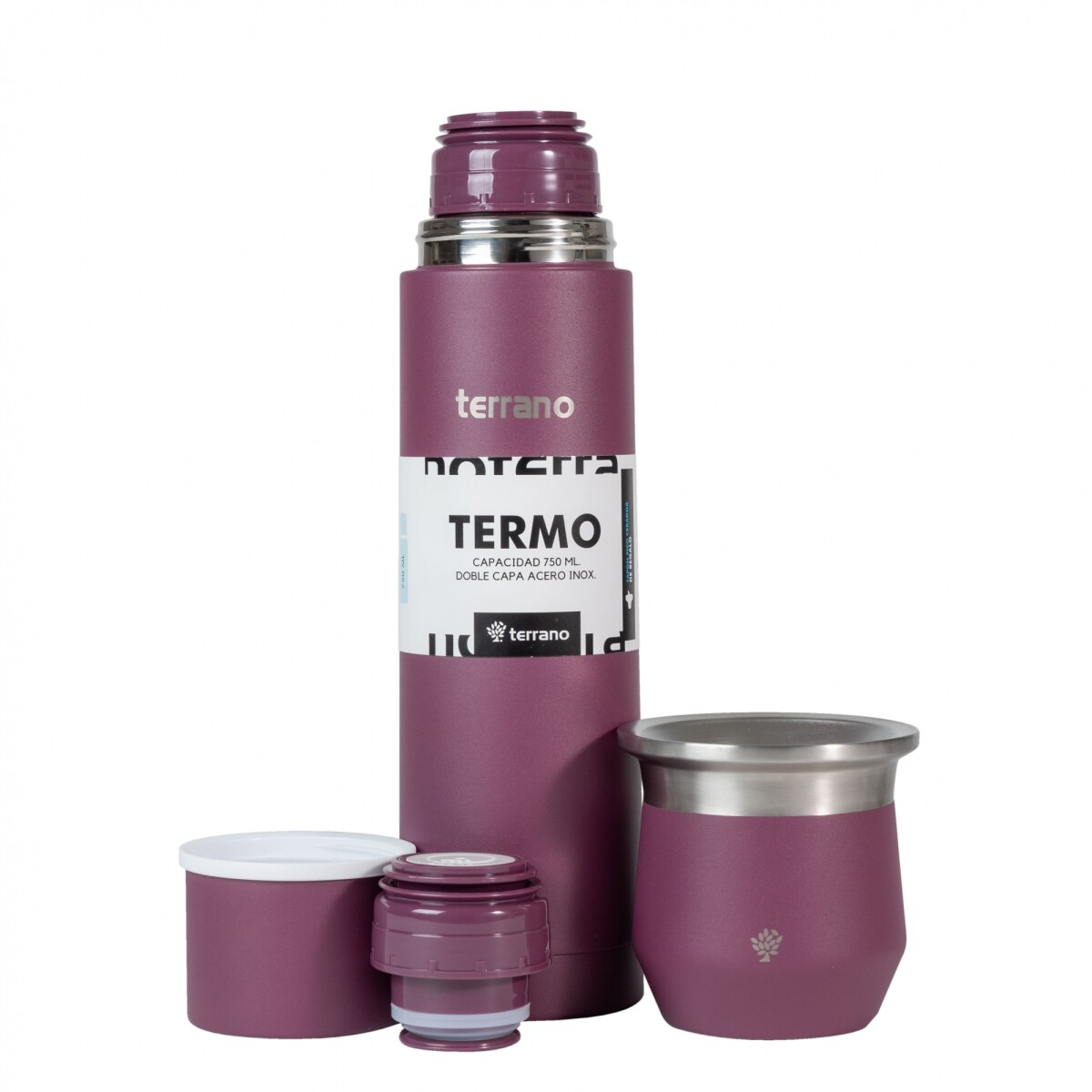 Kit Termo Acero Bala 750mL + Mate Flap - Uva 