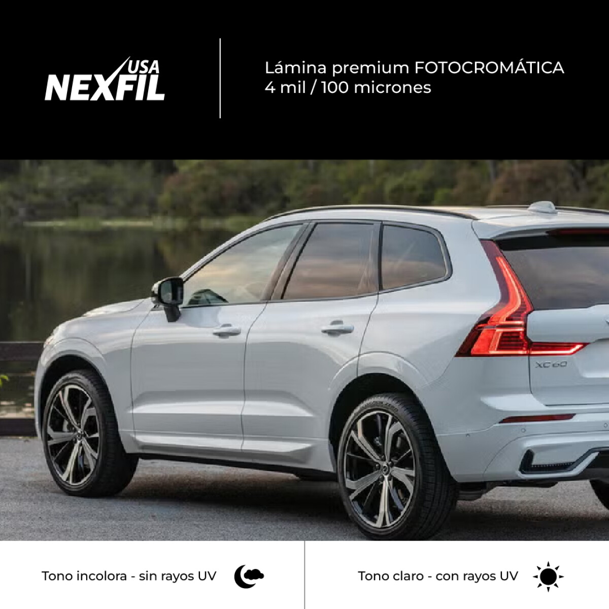Polarizado Premium Fotocromático Camioneta. Marca: Nexfil. 100 Micrones 
