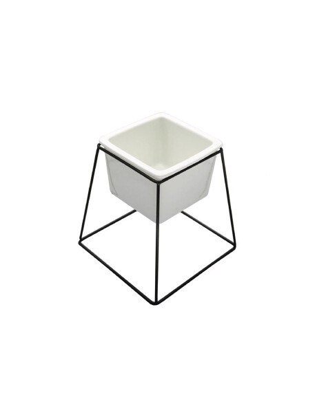 MACETA CERAMICA CUAD. 11x11x16CM BLANCO/NEGRO MACETA CERAMICA CUAD. 11x11x16CM BLANCO/NEGRO