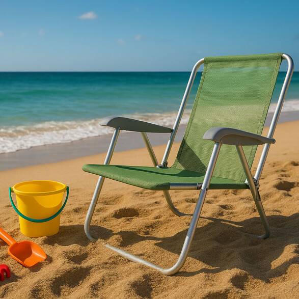 Silla playera de aluminio, verde oliva "CRETA" TD0910