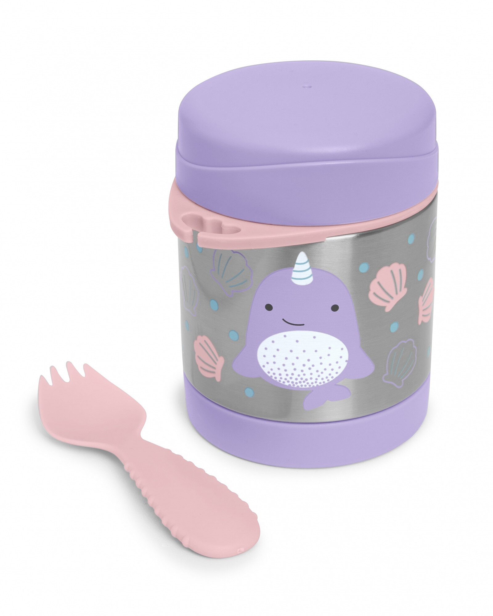 Tupper de acero inoxidable con cubierto diseño narval Tupper de acero inoxidable con cubierto diseño narval