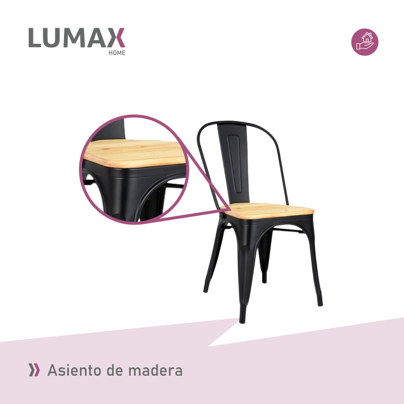 Silla Tolix Pack 4 unidades Metálica Vintage Asiento En Madera Negro
