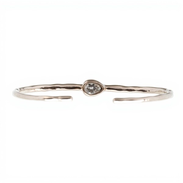 Brazalete Delhi-Plata 925 rodinada- Piedra Cuarzo rosa-BR2015 conpiedra