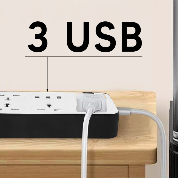 Zapatilla Alargue Adaptador Universal Treqa Pl-503 ZATAPILLA ALARGUE TREQA 3USB PL-503
