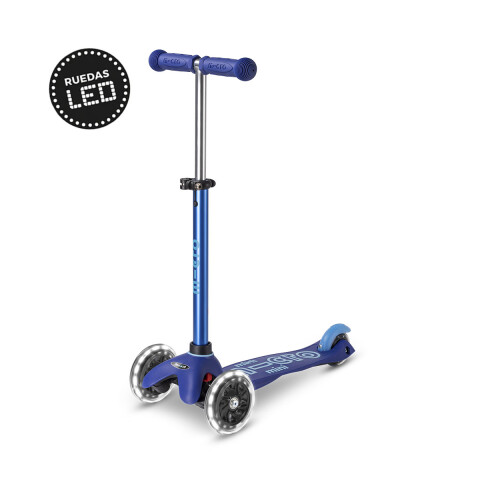 Monopatín Micro Mini Deluxe LED Ajustable con 3 Ruedas AZUL