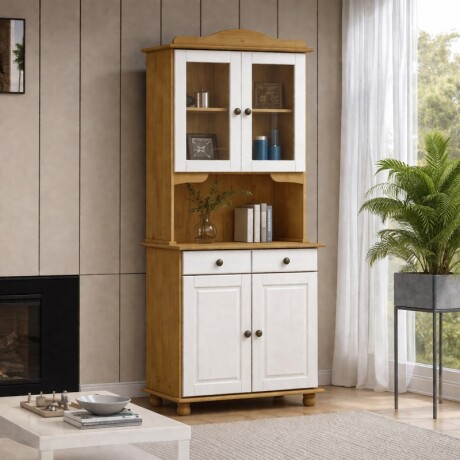 Cristalero 4 Puertas Línea Rubi Combinad Blanco/natural