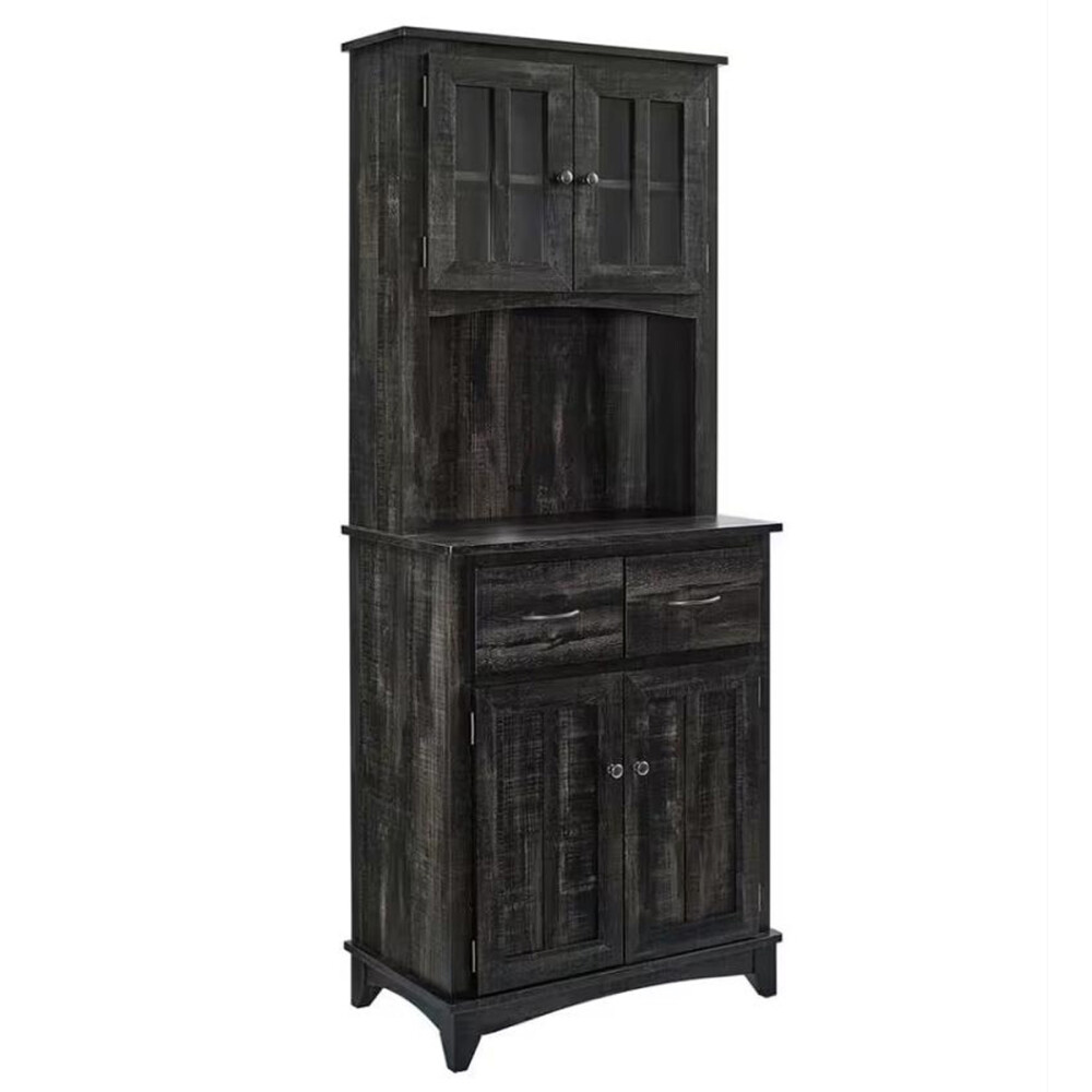 CRISTALERO 4 PUERTAS ARMARIO DE COCINA APARADOR CON ESTANTERÍA PARA MICROONDAS - RÚSTICO CRISTALERO 4 PUERTAS ARMARIO DE COCINA APARADOR CON ESTANTERÍA PARA MICROONDAS - RÚSTICO