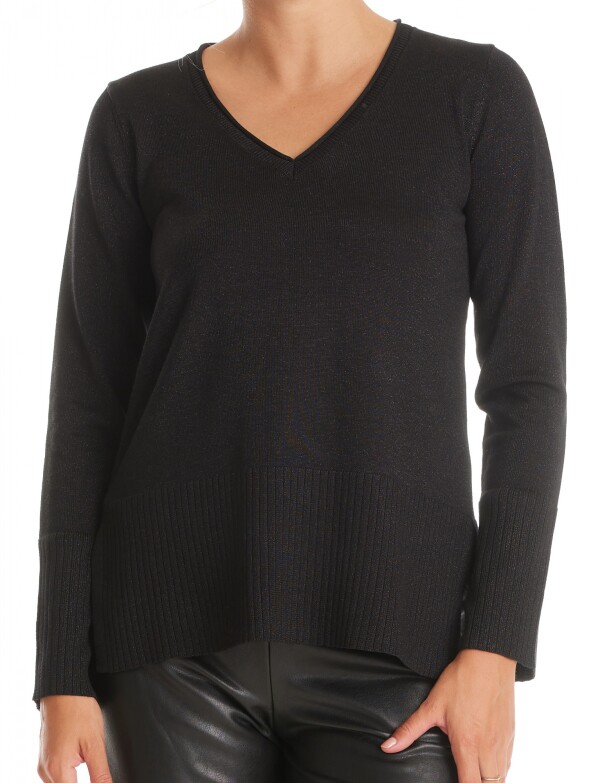 Buzo Esc V Lurex NEGRO