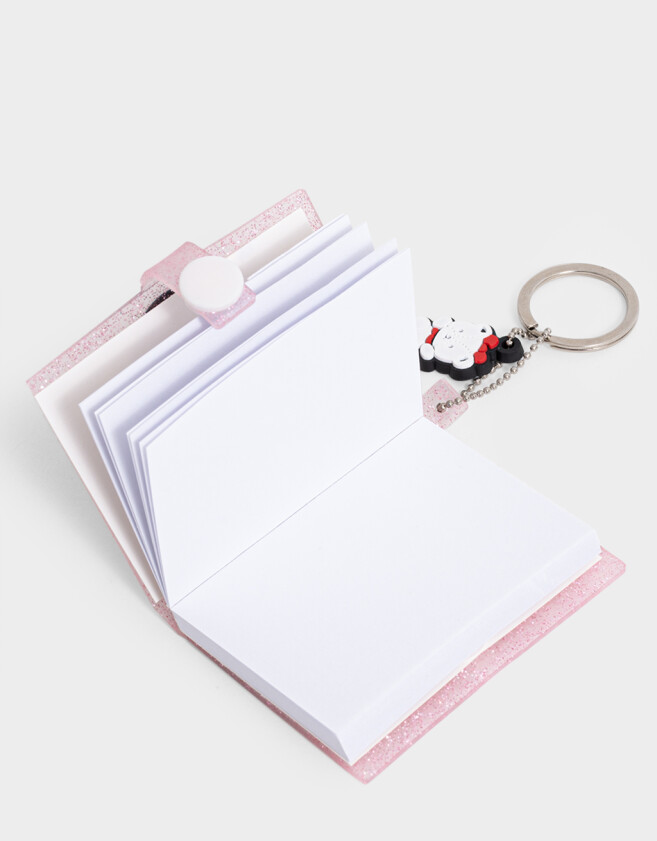 Llavero Libreta Llavero Libreta De Silicona Grande Con Glitter Y Dije De Silicona - Rosa Claro