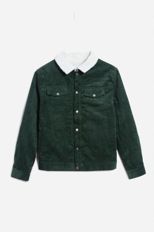 Campera de pana con corderito VERDE